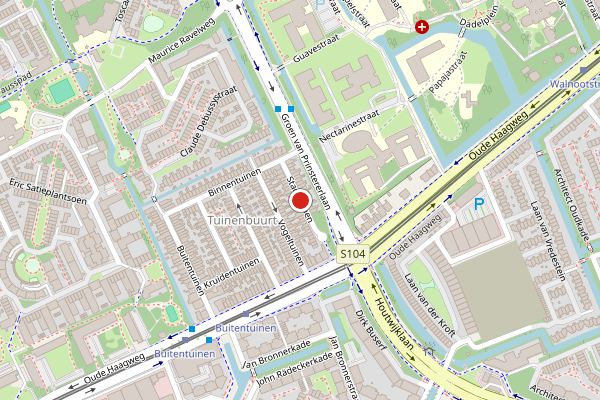 Brandweer-melding op Stadstuinen, Den Haag op 15 juli, kaart-overzicht