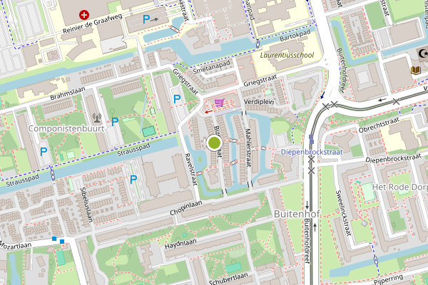 Ambulance-melding op Bizetstraat, Delft op 15 juli, kaart-overzicht