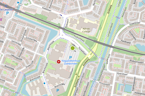 Ambulance-melding op Toneellaan, Zoetermeer op 16 juli, kaart-overzicht