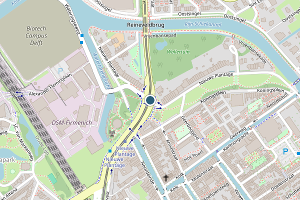 Politie-melding op Nieuwe Plantage, Delft op 16 juli, kaart-overzicht