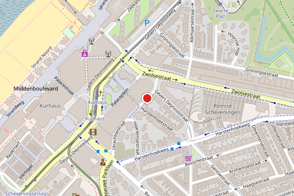 Brandweer-melding op Utrechtsestraat, Den Haag op 16 juli, kaart-overzicht