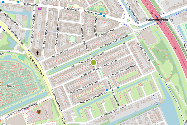 Ambulance-melding op Prof. Krausstraat, Delft op 16 juli, kaart-overzicht