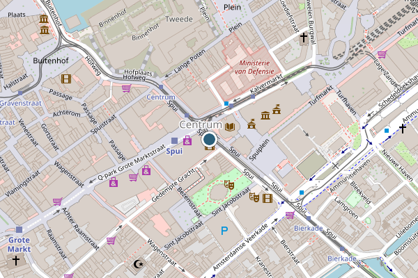 Politie-melding op Spui, Den Haag op 16 juli, kaart-overzicht