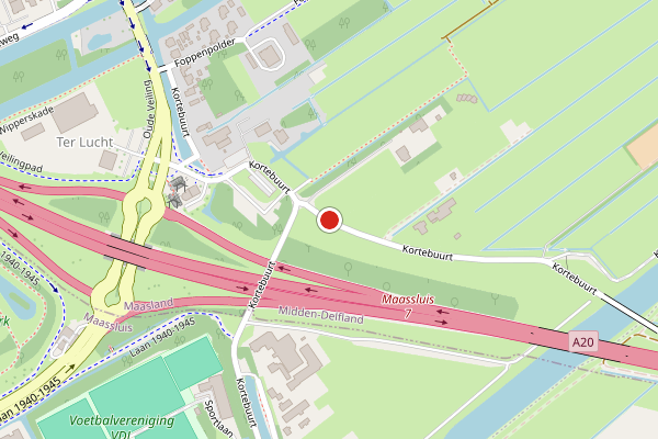 Brandweer-melding op Kortebuurt, Maasland op 16 juli, kaart-overzicht