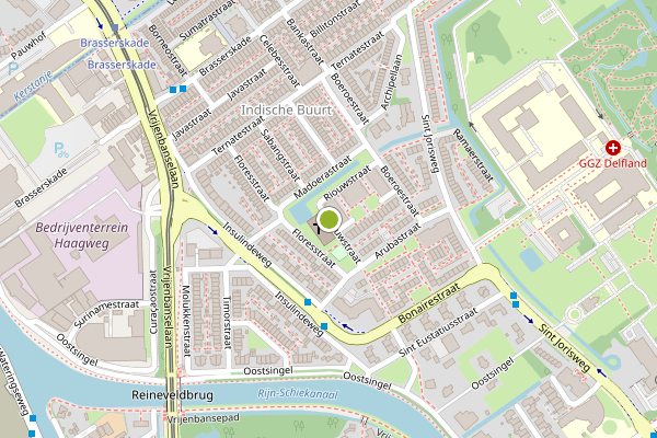 Ambulance-melding op Riouwstraat, Delft op 16 juli, kaart-overzicht