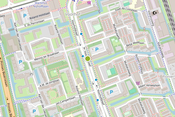 Ambulance-melding op Voorhofdreef, Delft op 9 mei, kaart-overzicht