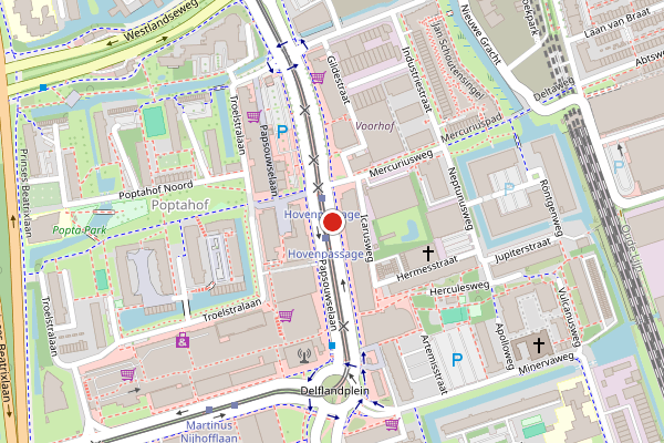 Brandweer-melding op Papsouwselaan, Delft op 9 mei, kaart-overzicht
