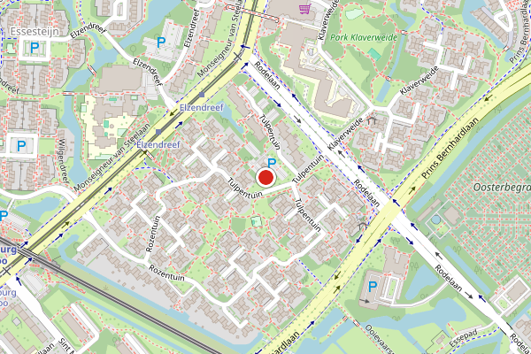 Brandweer-melding op Tulpentuin, Voorburg op 17 juli, kaart-overzicht
