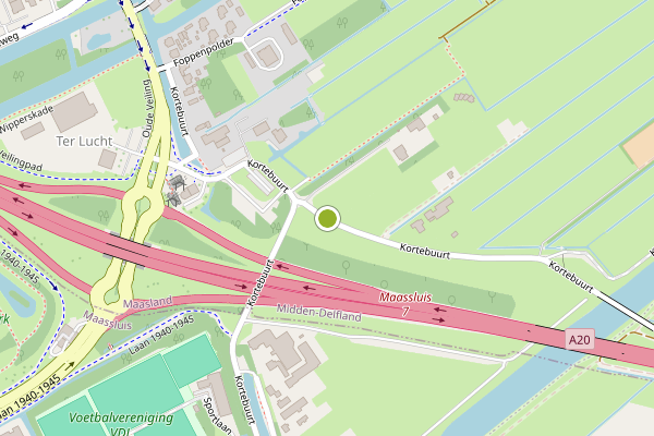 Ambulance-melding op Kortebuurt, Maasland op 18 juli, kaart-overzicht