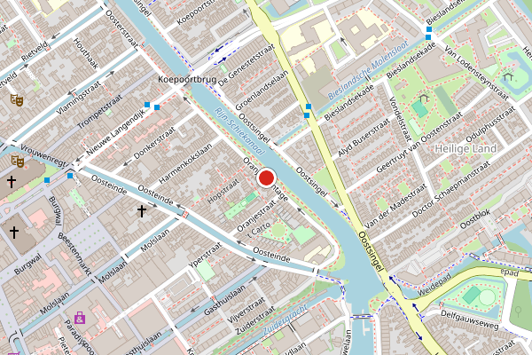 Brandweer-melding op Oranje Plantage, Delft op 18 juli, kaart-overzicht