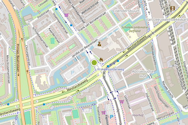 Ambulance-melding op Krakeelpolderweg, Delft op 10 mei, kaart-overzicht
