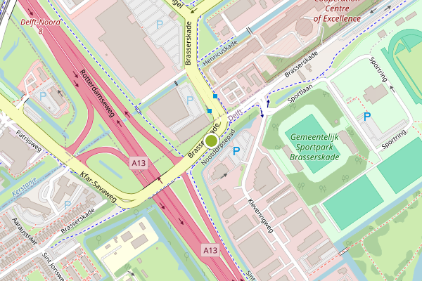 Ambulance-melding op Brasserskade, Delft op 10 mei, kaart-overzicht