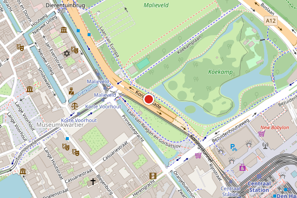 Brandweer-melding op Koningskade, Den Haag op 20 juli, kaart-overzicht