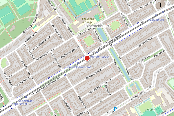 Brandweer-melding op Zonnebloemstraat, Den Haag op 20 juli, kaart-overzicht