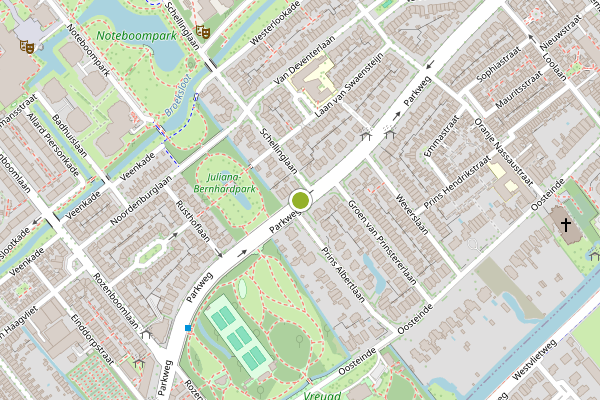 Ambulance-melding op Parkweg, Voorburg op 11 mei, kaart-overzicht