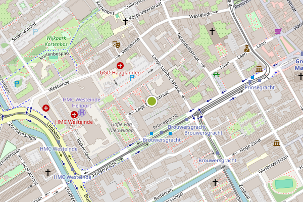 Ambulance-melding op Lage Nieuwstraat, Den Haag op 21 juli, kaart-overzicht