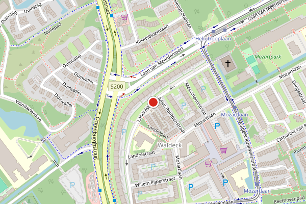 Brandweer-melding op Landrestraat, Den Haag op 21 juli, kaart-overzicht
