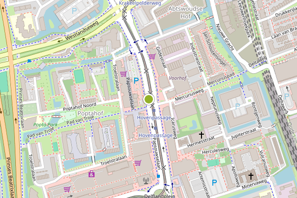 Ambulance-melding op Papsouwselaan, Delft op 22 juli, kaart-overzicht