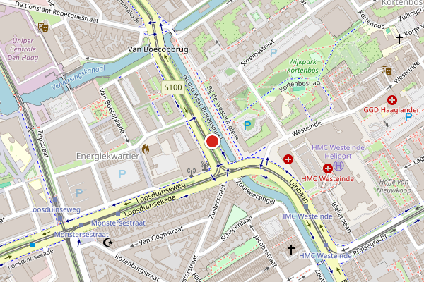 Brandweer-melding op Noord West Buitensingel, Den Haag op 22 juli, kaart-overzicht