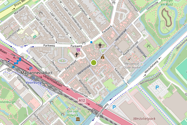 Ambulance-melding op Herenstraat, Voorburg op 22 juli, kaart-overzicht
