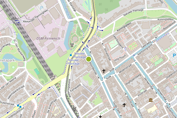 Ambulance-melding op Noordeinde, Delft op 24 juli, kaart-overzicht