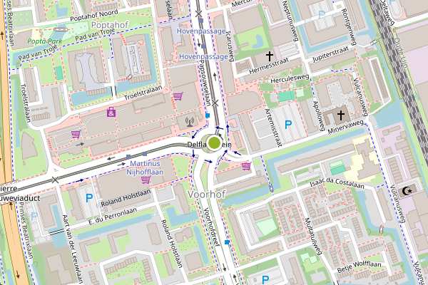 Ambulance-melding op Delflandplein, Delft op 24 juli, kaart-overzicht