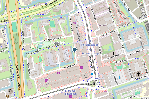 Politie-melding op Troelstralaan, Delft op 24 juli, kaart-overzicht