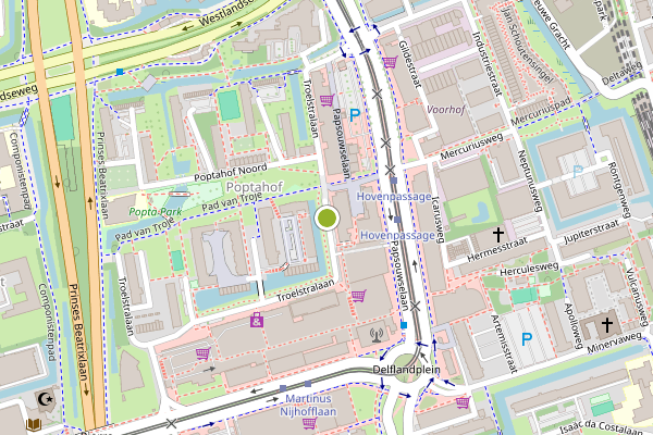 Ambulance-melding op Troelstralaan, Delft op 24 juli, kaart-overzicht