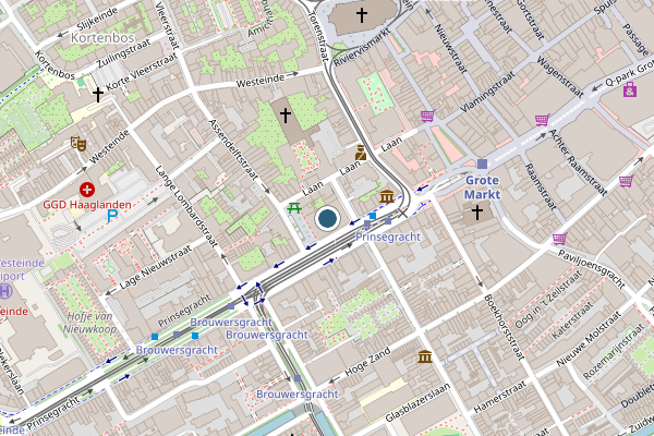 Politie-melding op Prinsegracht, Den Haag op 24 juli, kaart-overzicht