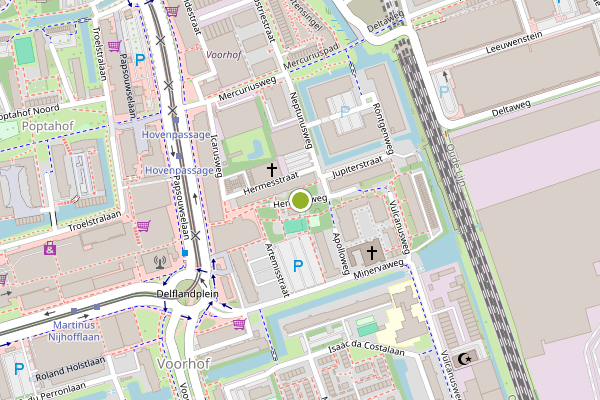 Ambulance-melding op Herculesweg, Delft op 13 mei, kaart-overzicht