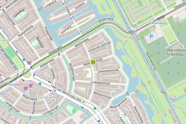 Ambulance-melding op Rietkeverstraat, Den Haag op 13 mei, kaart-overzicht