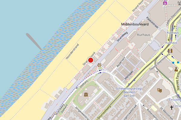 Brandweer-melding op Strand Noord, Den Haag op 13 mei, kaart-overzicht