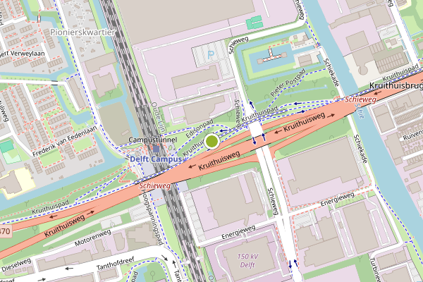 Ambulance-melding op Kruithuispad, Delft op 25 juli, kaart-overzicht