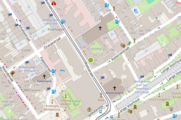 Ambulance-melding op Parkstraat, Den Haag op 25 juli, kaart-overzicht