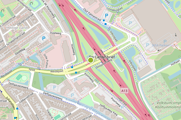 Ambulance-melding op Oostpoortweg, Delft op 25 juli, kaart-overzicht