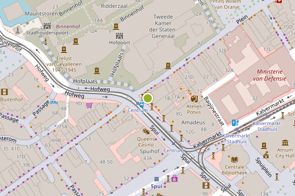 Ambulance-melding op Spui, Den Haag op 25 juli, kaart-overzicht