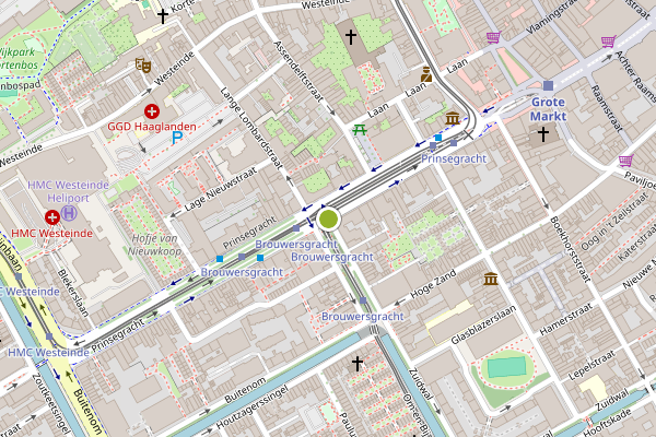 Ambulance-melding op Brouwersgracht, Den Haag op 26 juli, kaart-overzicht