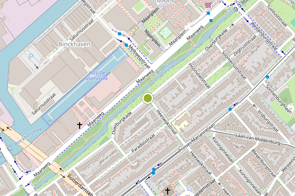 Ambulance-melding op Overburgkade, Voorburg op 26 juli, kaart-overzicht