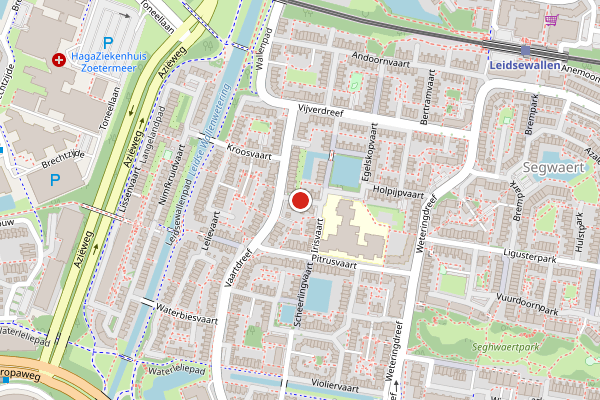 Brandweer-melding op Kalmoesvaart, Zoetermeer op 27 juli, kaart-overzicht