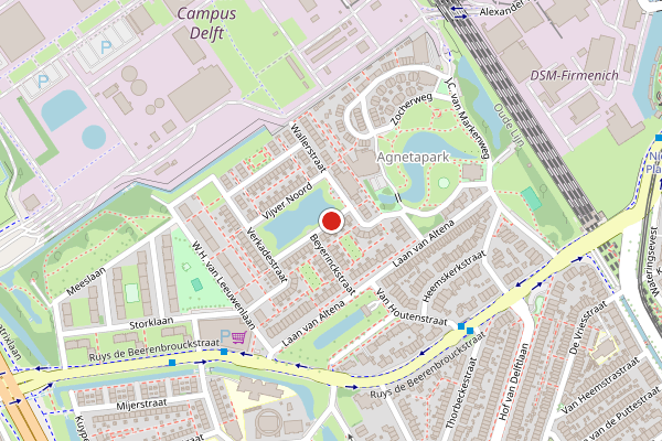 Brandweer-melding op Poptahof Zuid, Delft op 17 mei, kaart-overzicht