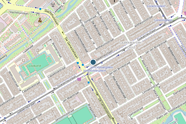Politie-melding op Jonckbloetplein, Den Haag op 27 juli, kaart-overzicht