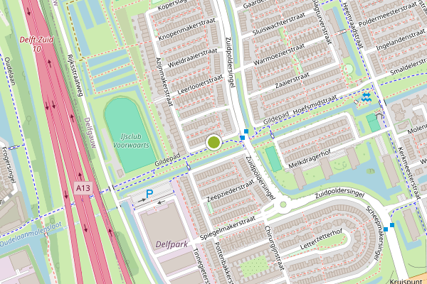Ambulance-melding op Pompmakerstraat, Delfgauw op 13 mei, kaart-overzicht