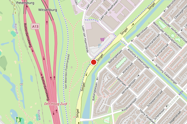 Brandweer-melding op Singel, Den Haag op 28 juli, kaart-overzicht