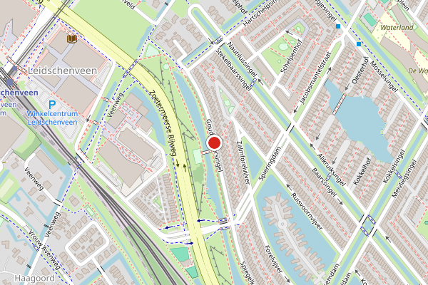 Brandweer-melding op Goudkarpersingel, Den Haag op 28 juli, kaart-overzicht