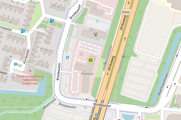 Ambulance-melding op Bredewater, Zoetermeer op 28 juli, kaart-overzicht