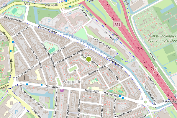 Ambulance-melding op Wippolderstraat, Delft op 28 juli, kaart-overzicht