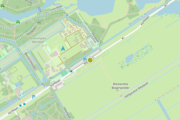 Ambulance-melding op Korftlaan, Delft op 28 juli, kaart-overzicht