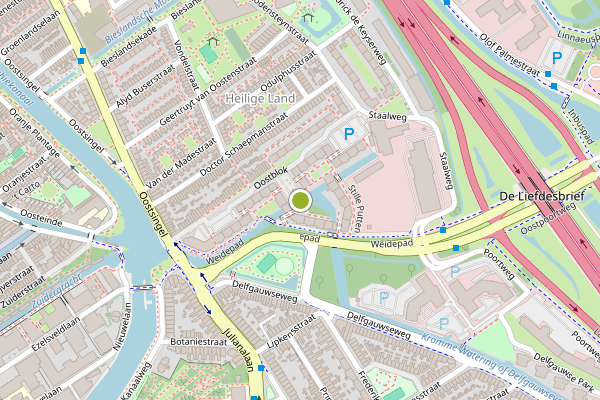 Ambulance-melding op Waterblok, Delft op 28 juli, kaart-overzicht