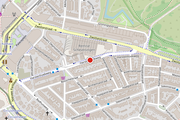 Brandweer-melding op Harstenhoekweg, Den Haag op 29 juli, kaart-overzicht
