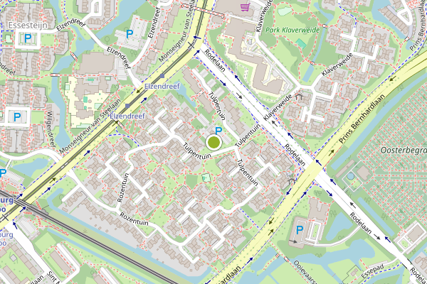 Ambulance-melding op Tulpentuin, Voorburg op 29 juli, kaart-overzicht